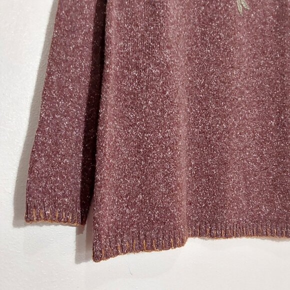 Allison Daley Boho Burgundy Embroidered Mock Neck Sweater Great Cond - Large - Picture 4 of 8